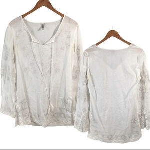 WS477 Monoreno Embroidered Boho Blouse Top M